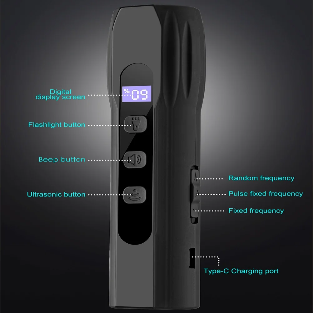 Portable Handheld Strong Ultrasonic Dog Repeller with Strong LED Flashlight Anti-dog Barking Ultrasonic Dog Repeller