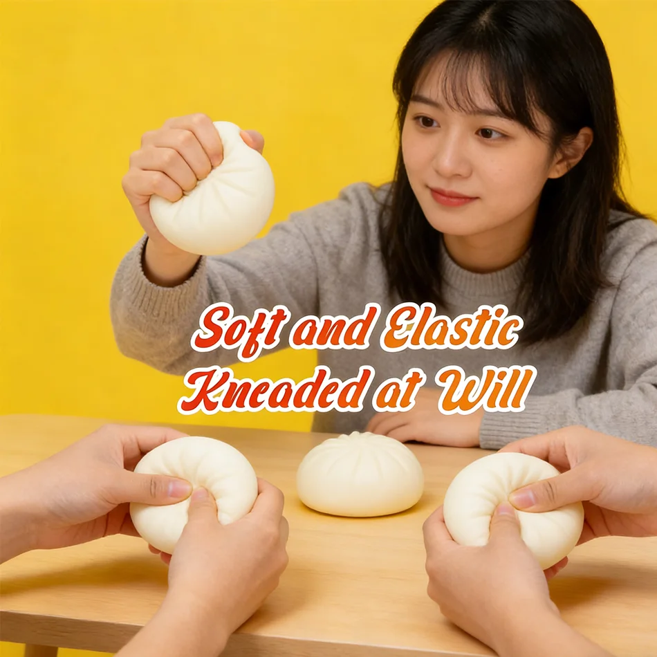 Colorful Squishy Steamed Buns Dumplings Stress Relief Fidget Toy Simulation Food Steamed Stuffed Bun Dough Squeeze Toys