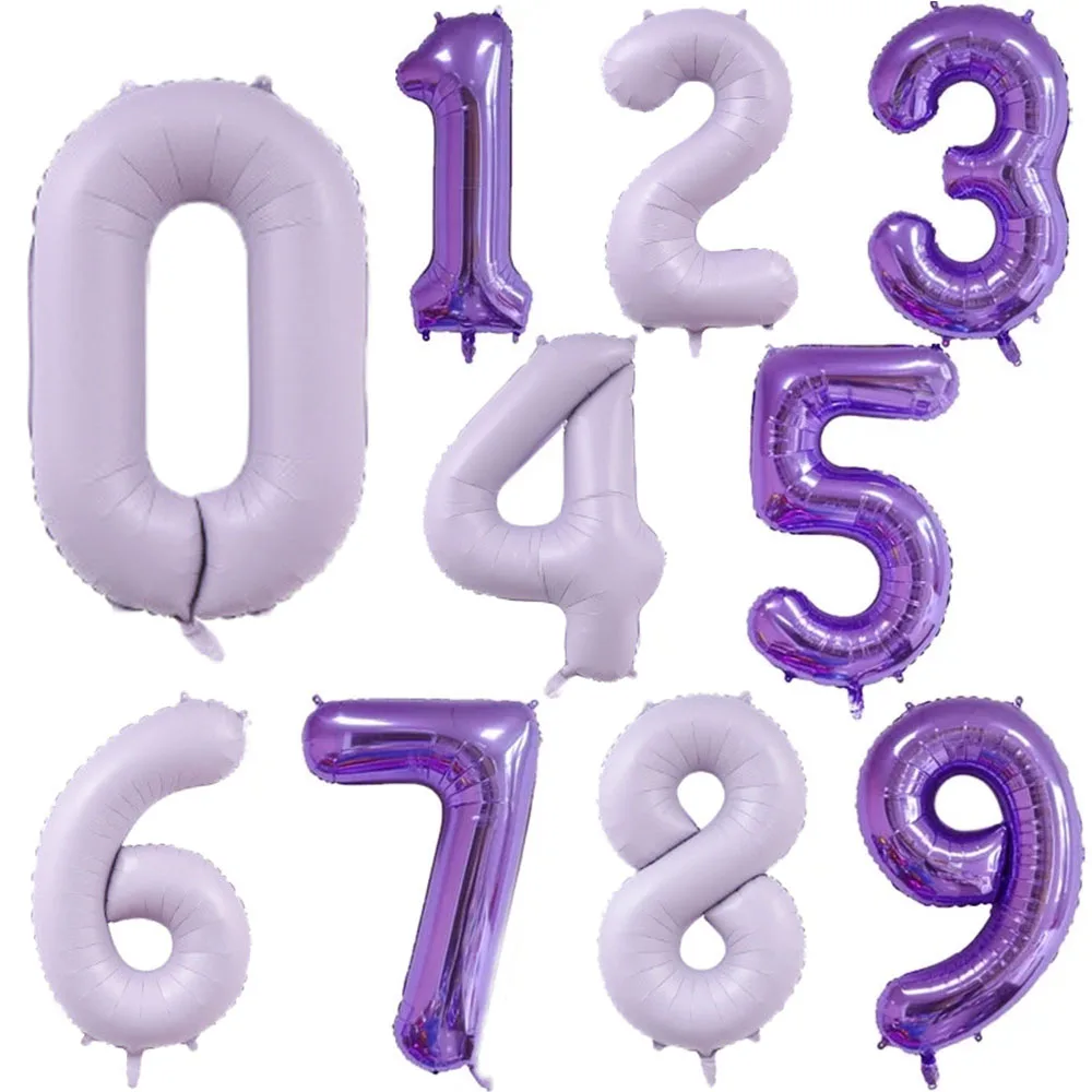 

40inch Cream Purple Number Balloon 0 1 2 3 4 5 6 Number Ballons Baby Shower Birthday Party Wedding anniversary Crown Decorations