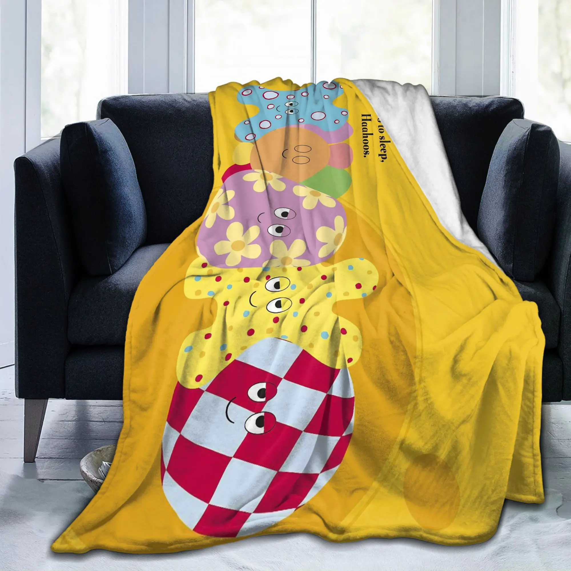 Night Haahoos Gardens Cute Funny Blankets Flannel Nostalgic Cartoon Ultra-Soft Throw Blankets for Sofa Couch Car Portable