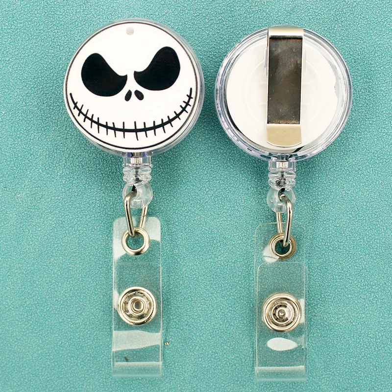 Cartoon Skull Jack Boy Style Badge Reel Retractable Card Holder Nurse Exhibition Enfermera Name Card Accessories