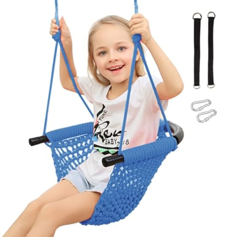 

Toddler Swing Swing Seat for with Heavy Duty Adjustable Ropes Hand-Knitting Secure Swing Set for Indoor Porch Outdoor Playgroun