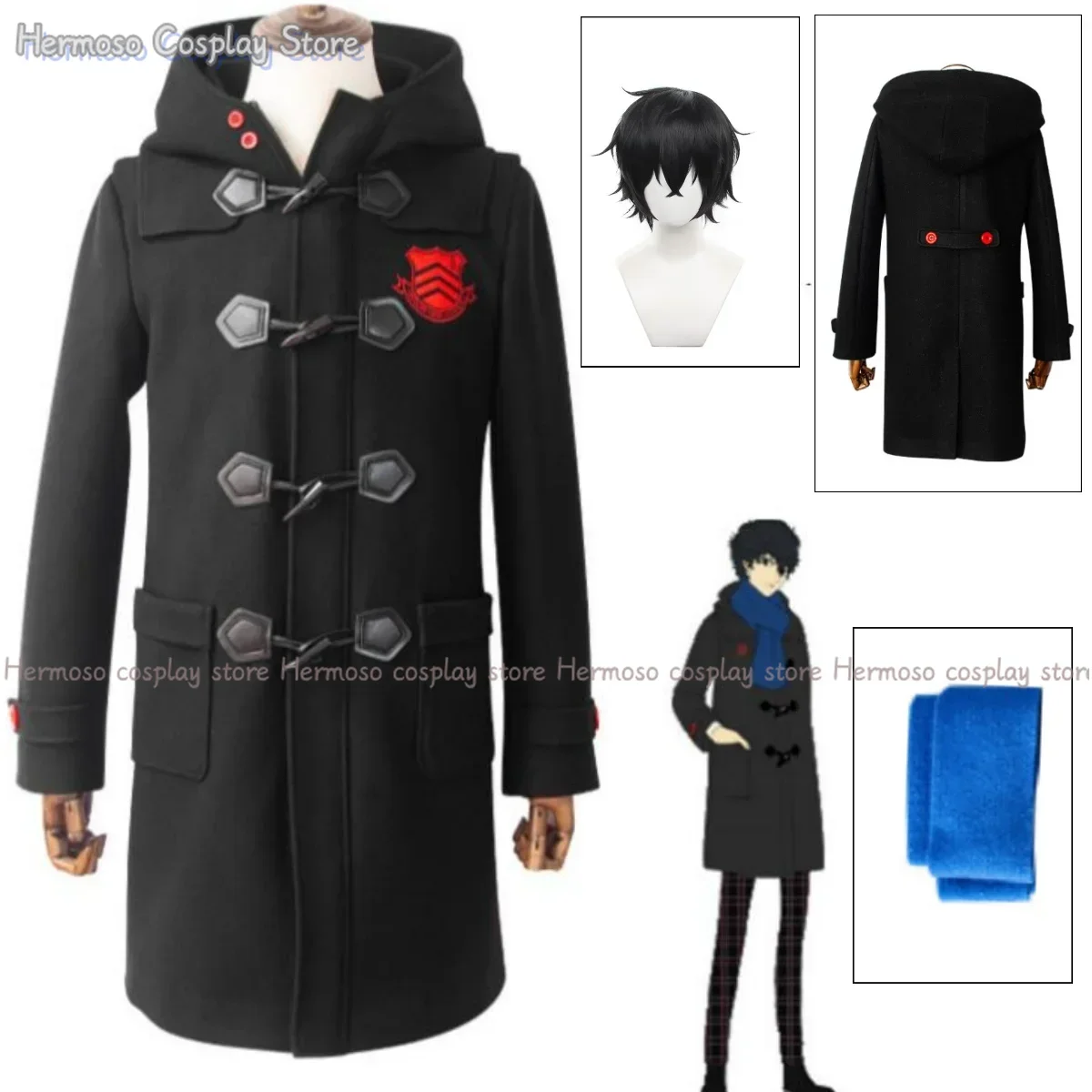 

Persona 5, Amamiya Ren, карнавальный костюм, парик, пальто, унисекс, толстые куртки, JOKER Kurusu Akira, зимняя одежда, костюмы аниме на Хэллоуин