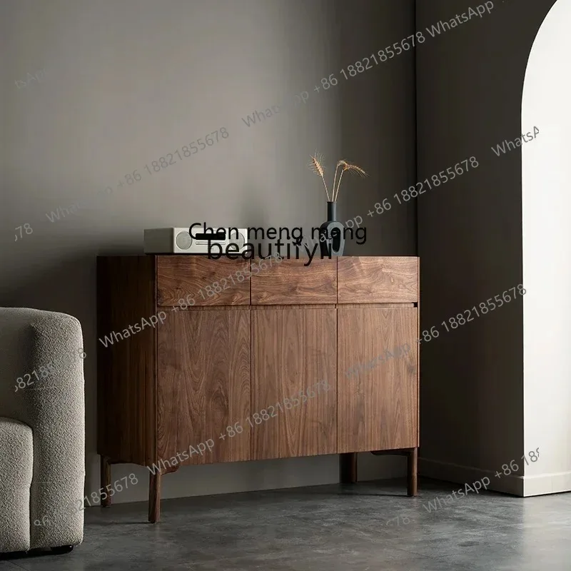 

SS ss7486 Nordic black walnut solid wood dining edge, simple and modern entrance, living room sofa side cabinet, storage cabine