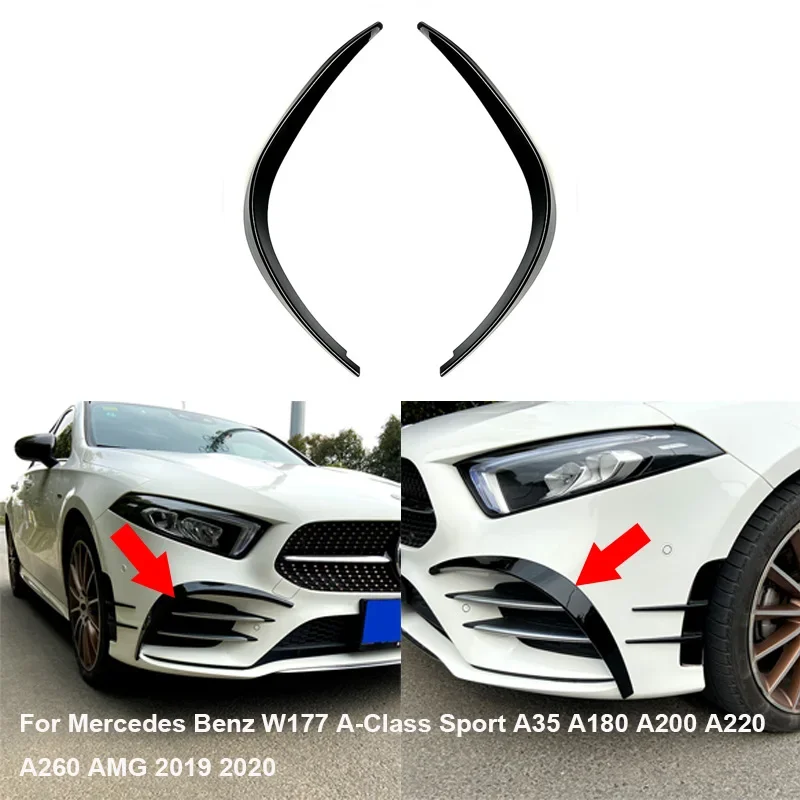 

Glossy Car ABS Front Bumper Splitter Spoiler Canard 2019 2020 For Mercedes Benz W177 A-Class Sport A35 A180 A200 A220 A260 AMG