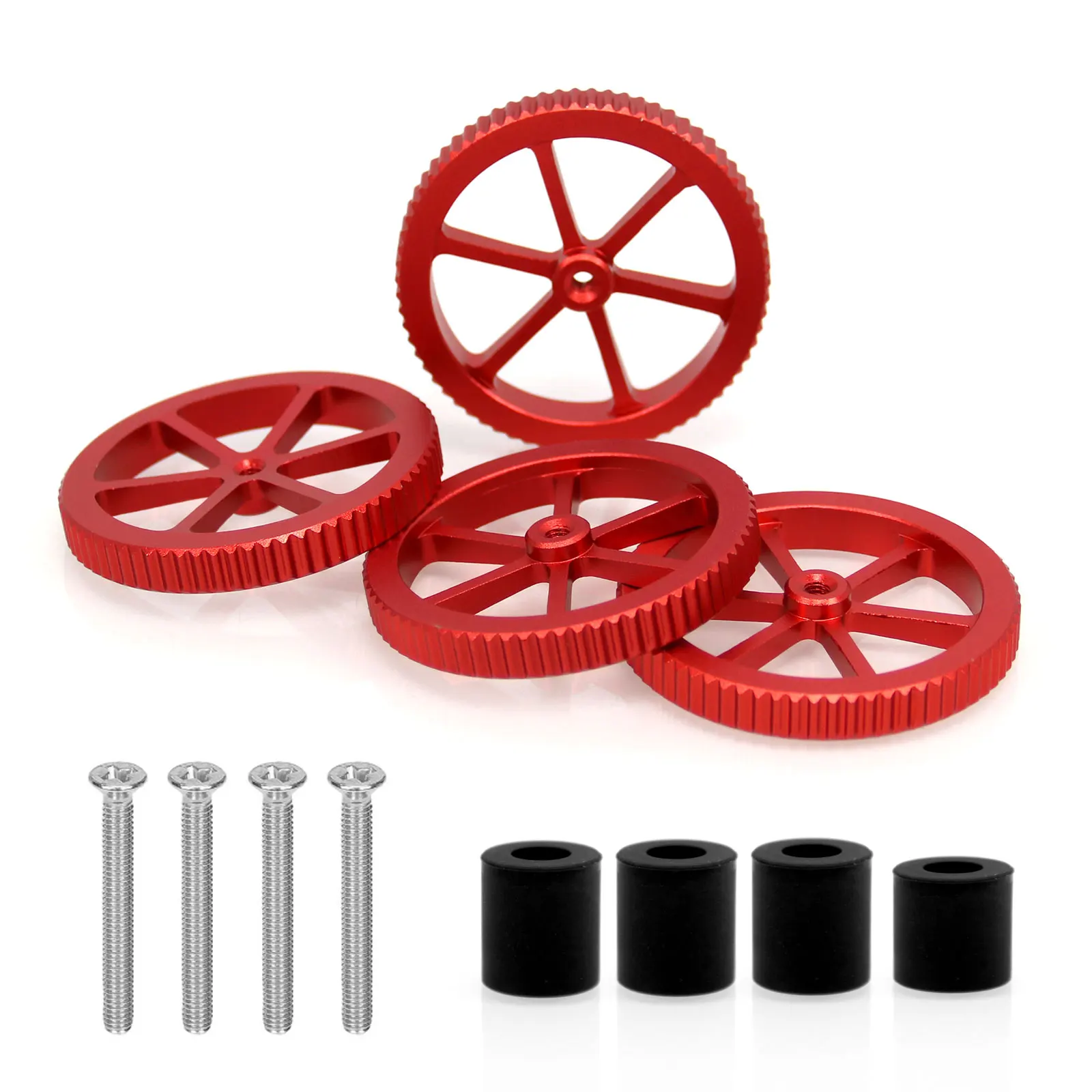 

4PCS Red Aluminum Hand Twist Leveling Nut With 4PCS Silicone Hot Bed Leveling Column For Ender 3 Series Ender 5/Plus Pro CR-10