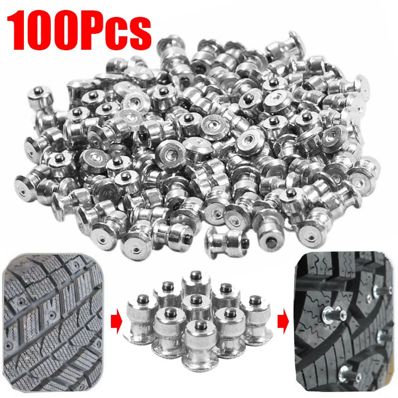 50/100/200 PCS 8x10mm Wheel Tire Studs Spikes Winter Lugs Screw Snow Ice Anti-Slip For Car Motorcycle SUV ATV Truck