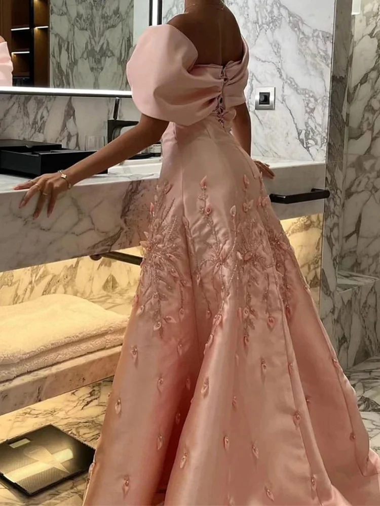 Jirocum Off the Shoulder Prom Dress Women's  3D Flowers Mermaid Party Evening Dresses Floor Length 2024 New Formal Occasion Gown