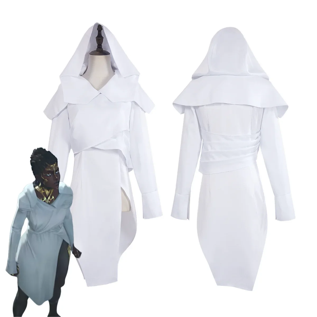 Game LOL Arcane Season Mel Medarda Cosplay Costume Fantasia White Slit Dress Hooded Skirt Adult Woman Sexy Carnival Suit