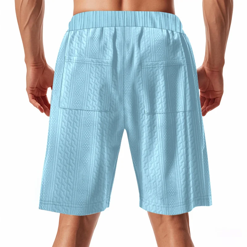 Shapershark’s Latest Summer Men’s Knit Patterned Shorts – Trendy, High-Street, Casual, Loose-Fitting Shorts