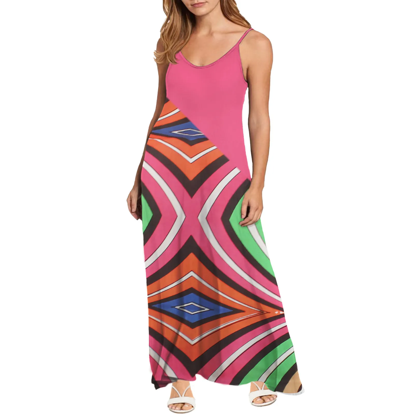 Noisydesigns 2023 Fashion Womens Ladies Sleeveless Summer African Kente Printed Beach Casual Loose Sundress Sexy Sling Dress