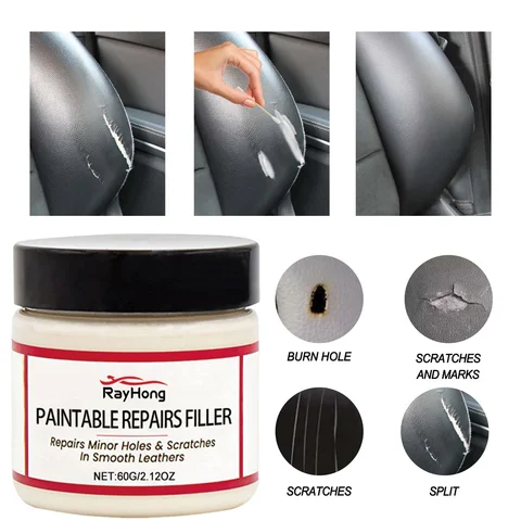 20/60ml Natural Leather Filler Repair Compound Auto Leather Restoring Paste Paintable Restoration Cream For Tears Crack Holes