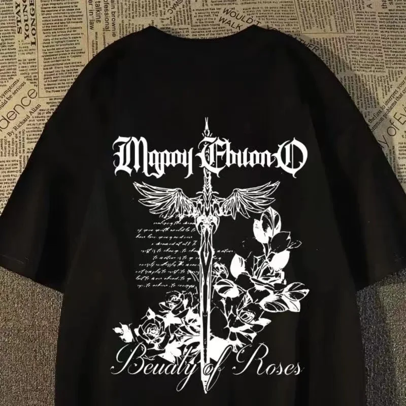 

100% Pure Cotton Summer American High Street Vintage Retro Subculture Goddess Short-sleeved T-shirt for Men and Women Loose Body