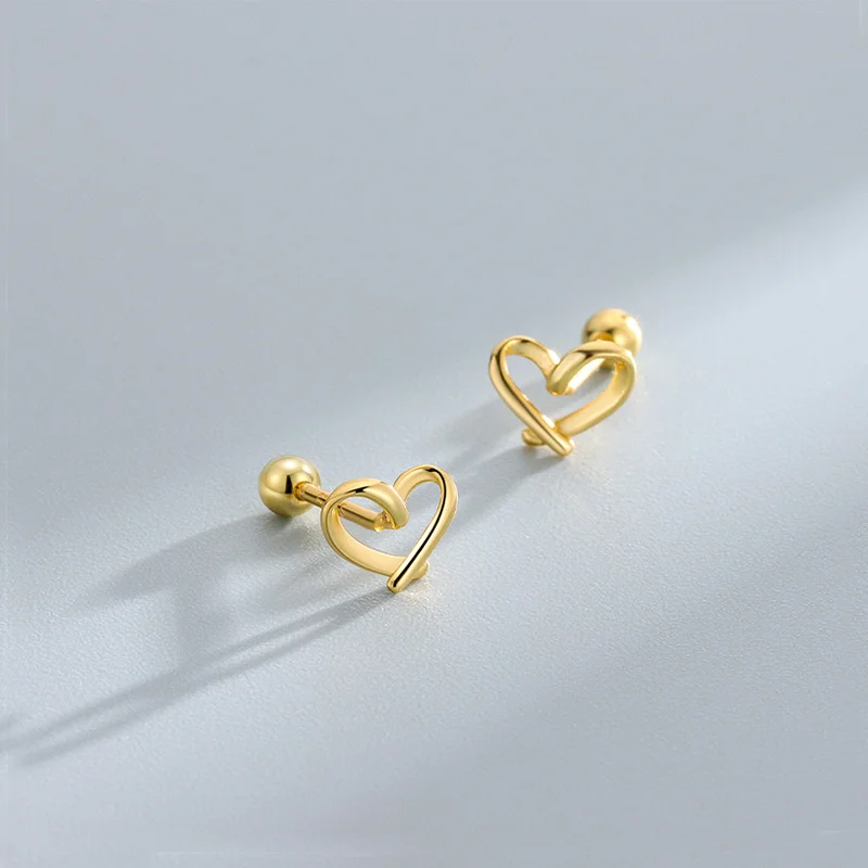 Women Jewelry Heart Balloon Dog Studs Earring Ball Cartilage Earrings Gold Color Helix Conch Tragus Cochlear Piercing for Teen