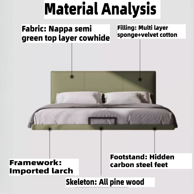 180x200cm Induction Lamp Suspended Bed Headboard Frame Full Double Bed 2 People Twin Queen King Size Wooden Bedroom Furniture