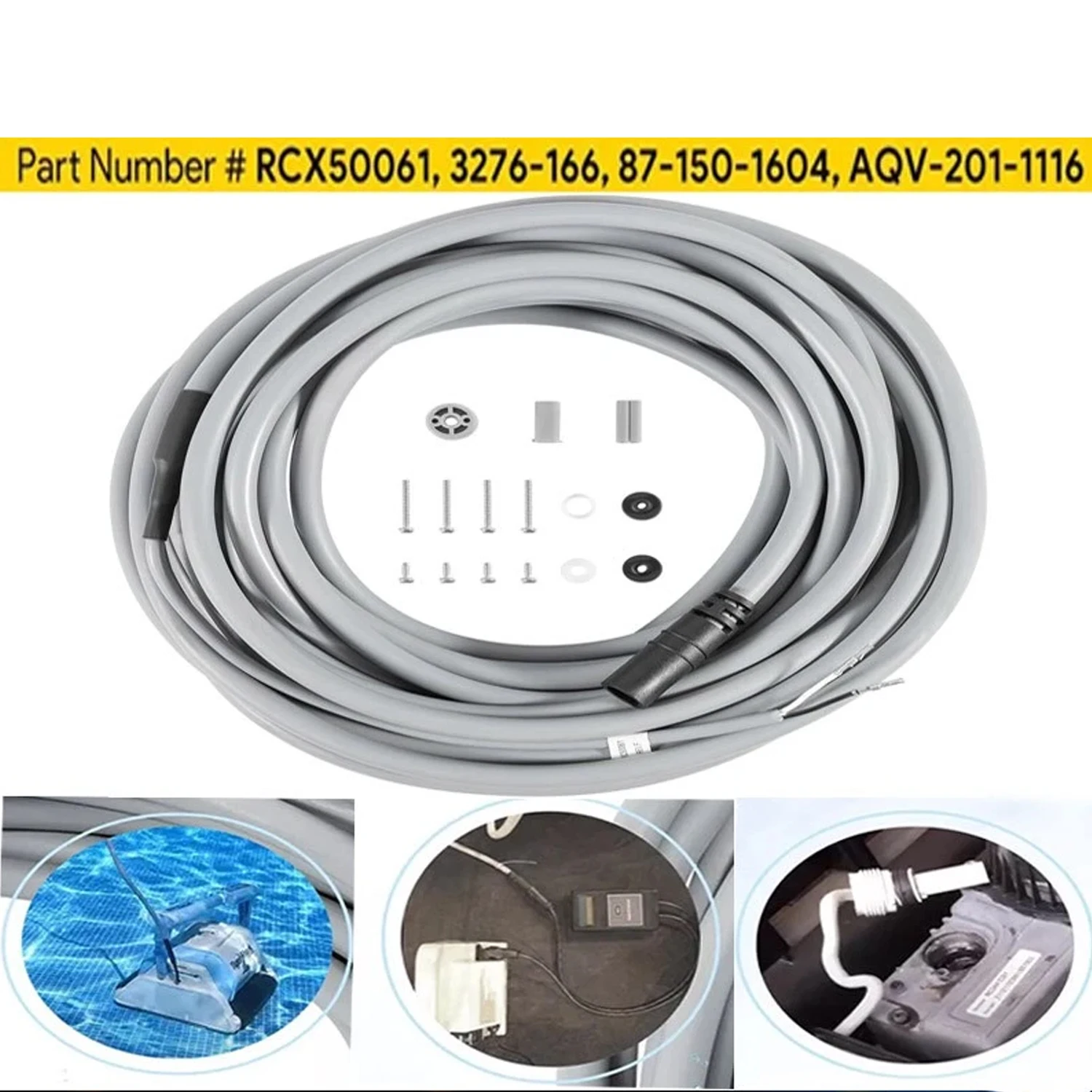 

RCX50061 Плавающий шнур питания в сборе, 55 футов, 2-контактный для робота-пылесоса Hayward Tigershark QC RC9990 RC9990CUB, SharkVAC XL