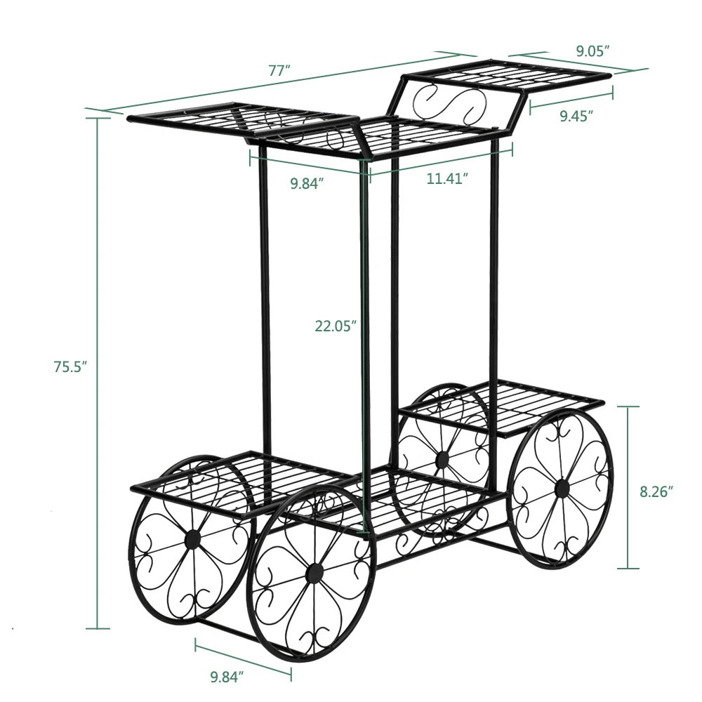 Paint Car Shape 6 Plant Stand Black Outdoor Furniture