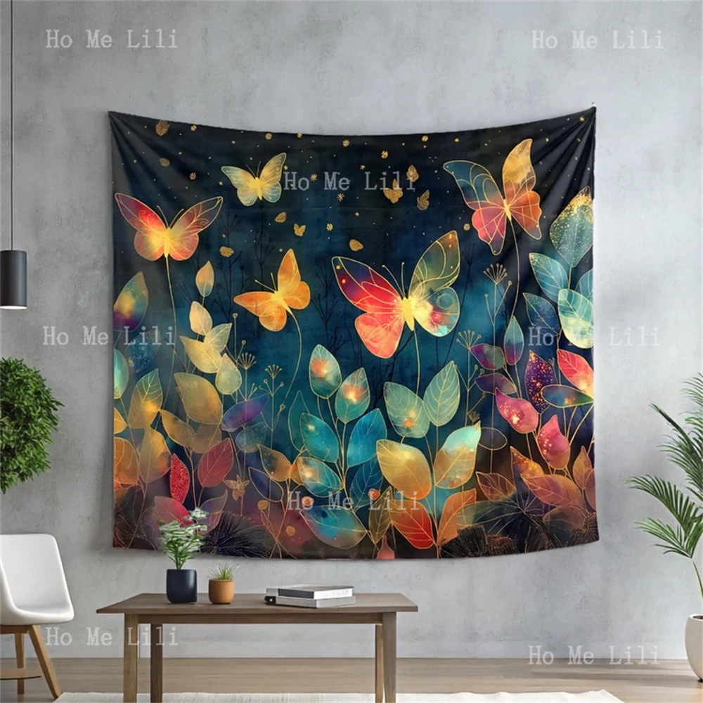 Colorful Tapestry Wall Art Fantasy Dorm Decor Butterflies Wall Hanging Above Bed Decor