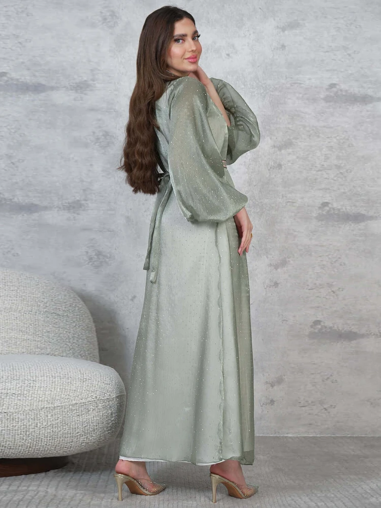 Bling Bling bulle Sve dubaï croix moyen-orient longue Robe gilet jupe ceinture ouvert Cardigan t-shirt pièce ensemble femmes été Dr