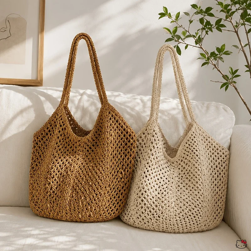 Damen-Tragetasche mit großem Fassungsvermögen – leichte und atmungsaktive Schultertasche, geeignet für Strand, Reisen, Einkaufen und den täglichen Gebrauch, offene Freizeithandtasche, einfach zu tragen, ideal für den Arbeitsweg. – Detail 3