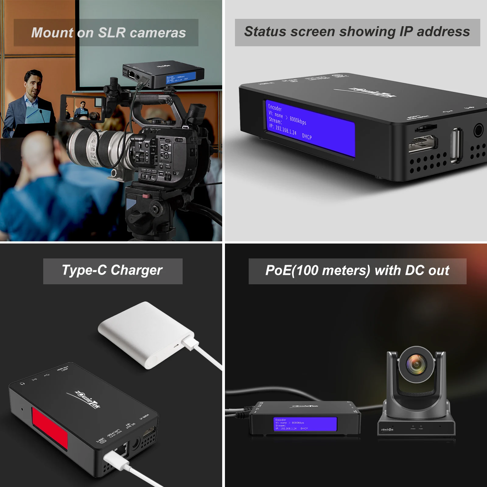 Koder/dekoder wideo Zowietek 4K HDMI do transmisji na żywo, NDI | Konwerter/odtwarzacz HX3, przechwytywanie wideo i rejestrator, SRT/RTMP(S)/RTSP