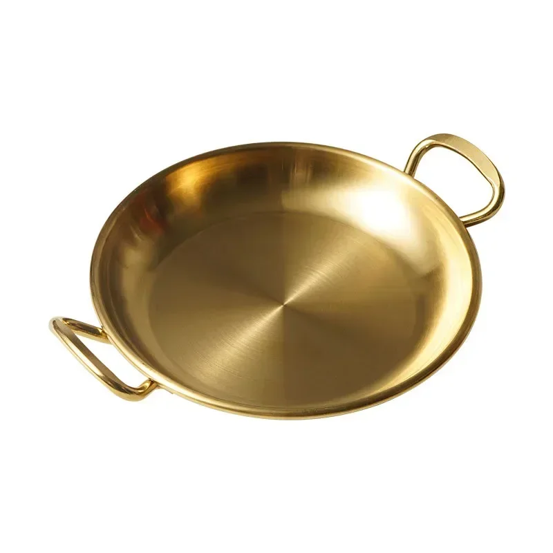 Stainless Steel Snack Storage Tray Double Ear Fried Chicken Plate Restaurant Creative Snack Candy Fruit Gold Serving Tray