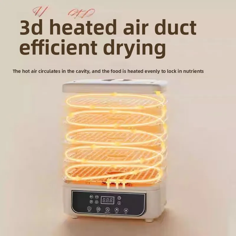 5단 투명 식품 탈수기, 조절 가능한 타이머 및 온도, BPA 프리 – 과일/허브/저키용, 작고 조용한 에너지 절약형