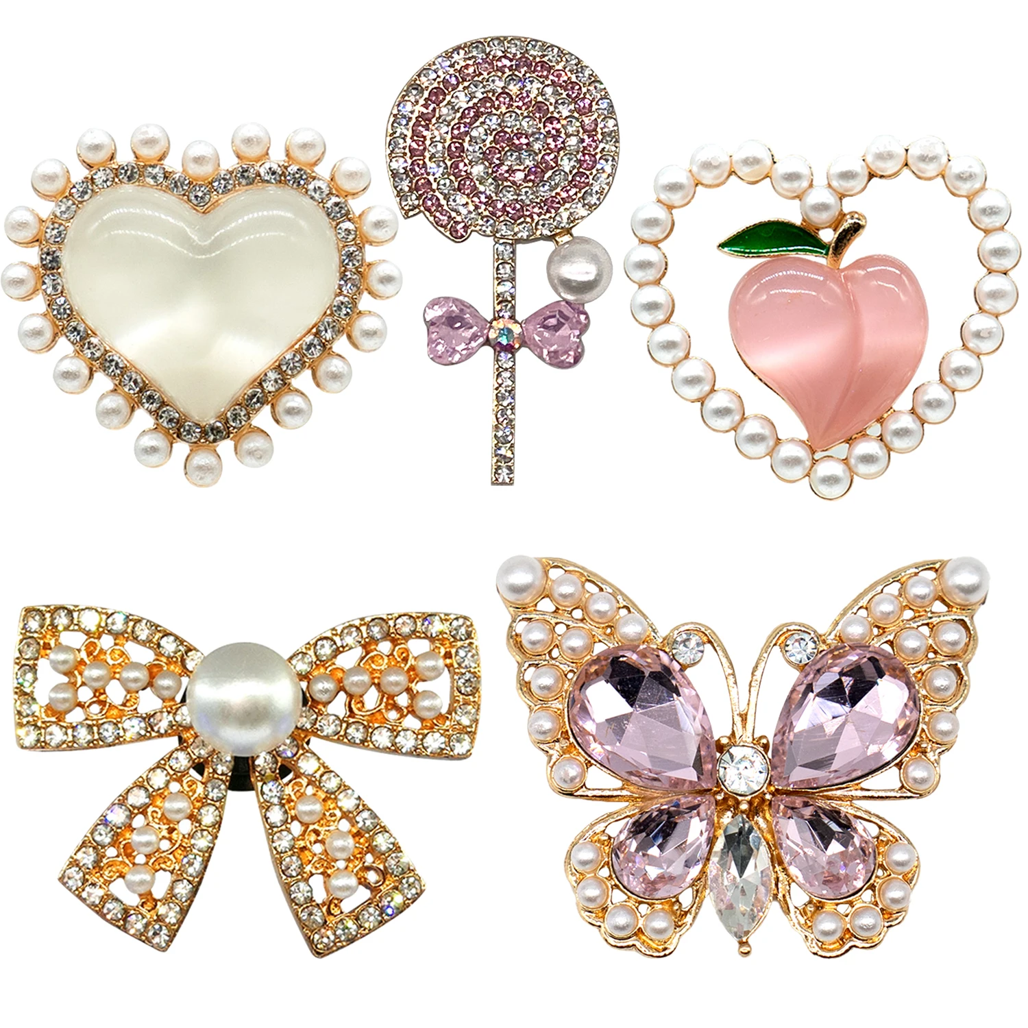 1/5pcs Designer Metal Shoe Charms Perfume Lipstick Luxury Decorations for Shoe Accessorie Butterfly Pins for Women