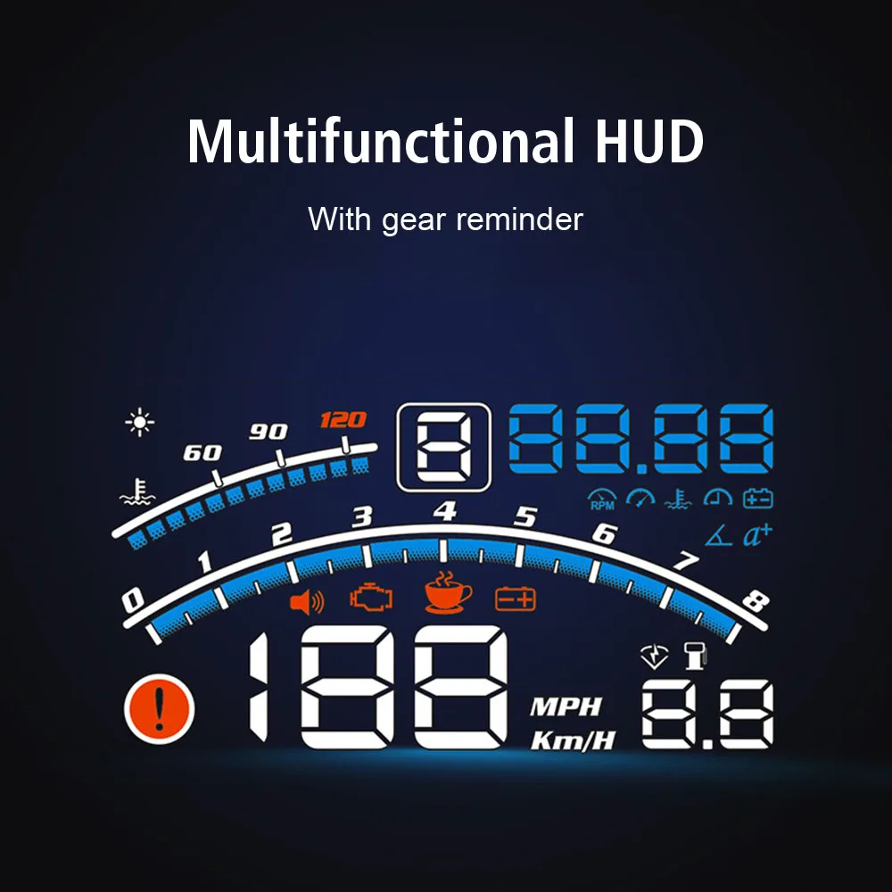 New 4E Upgraded HUD Digital Display OBD Speed Projector 5.5 HD Security Alarm Water temp Car Head Up Display Multifunctional