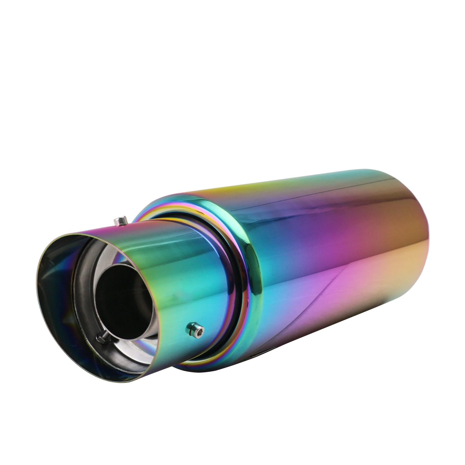 

Race Car Exhaust Muffler 2.5'' Inlet Straight Through 4'' outlet Universal Muffler pipe Purple