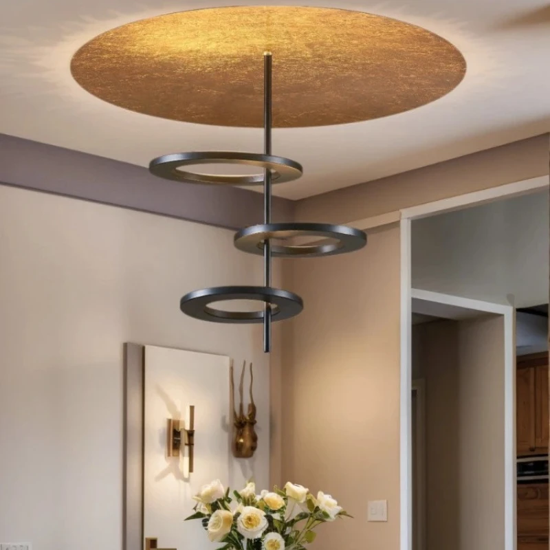 Italian Light Luxury Iron Ring Restaurant Ceiling Light Living Room Tea Room Bedroom Design Modern Simplicity Art LED Lighting