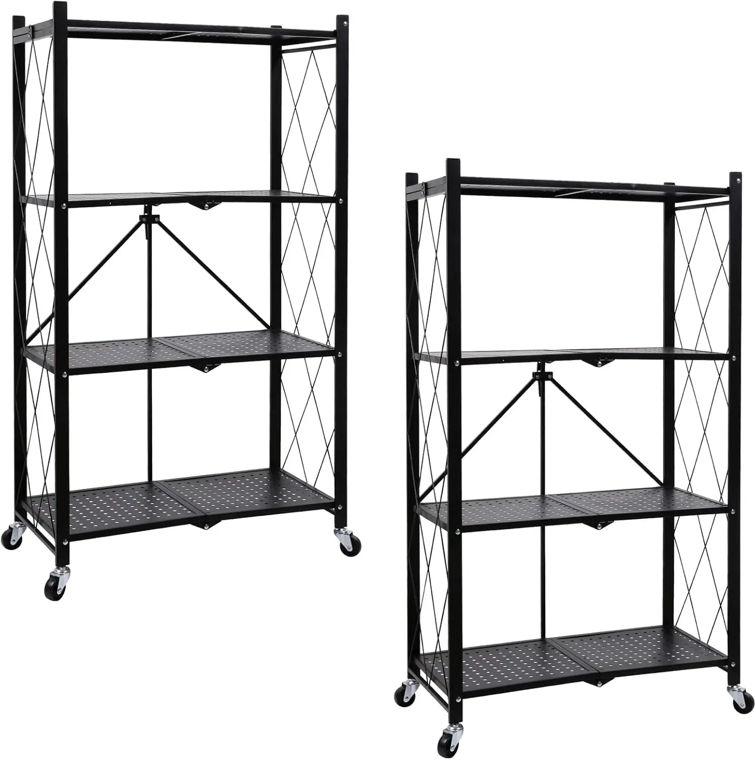 Heavy Duty Dobrável Metal Rack, Armazenamento Prateleiras Unidade com Rodas, Movendo-se facilmente Organizador Prateleiras, Grande