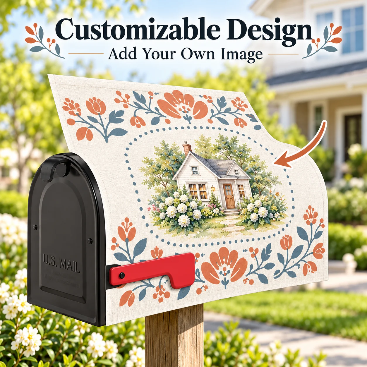 Custom Mailbox Cover Pattern Magnetic Mailbox Cover 600D PU‑Coated Oxford Fabric Water‑Resistant Mail Box Protective Wrap