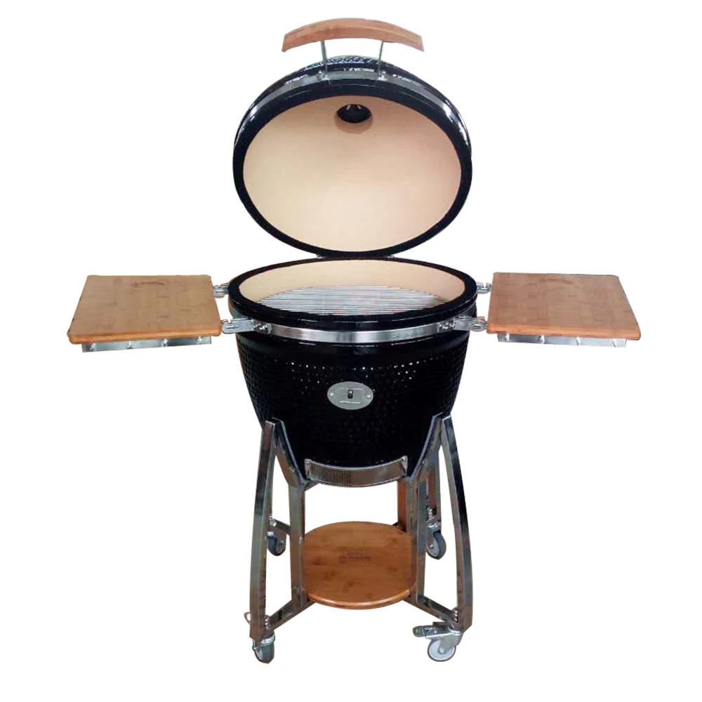 

High Quality Kamado BBQ Grill Green Ceramic Custom Outdoor Kitchen 23.5inch with Trolley Charcoal Fuel Compatible