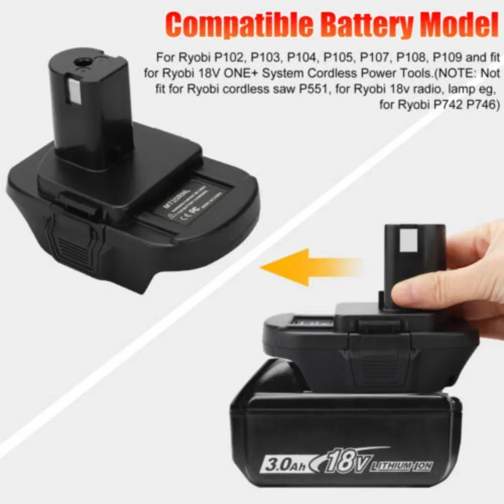 Imagem -04 - Adaptador de Bateria para Makita 18v Bateria Li-ion Bl1860b Bl1860 Bl1850b para Ryobi 18v P102 P103 P104 Ferramentas de Bateria Mt20rnl