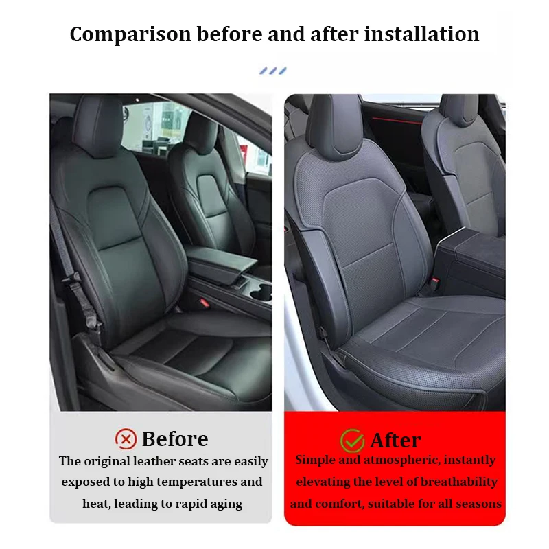 Car Seat Covers For Tesla Model 3/Y/YL Juniper 2026 Nappa Leather Breathable All Season Rear Seat Protector Pad Auto Accessories
