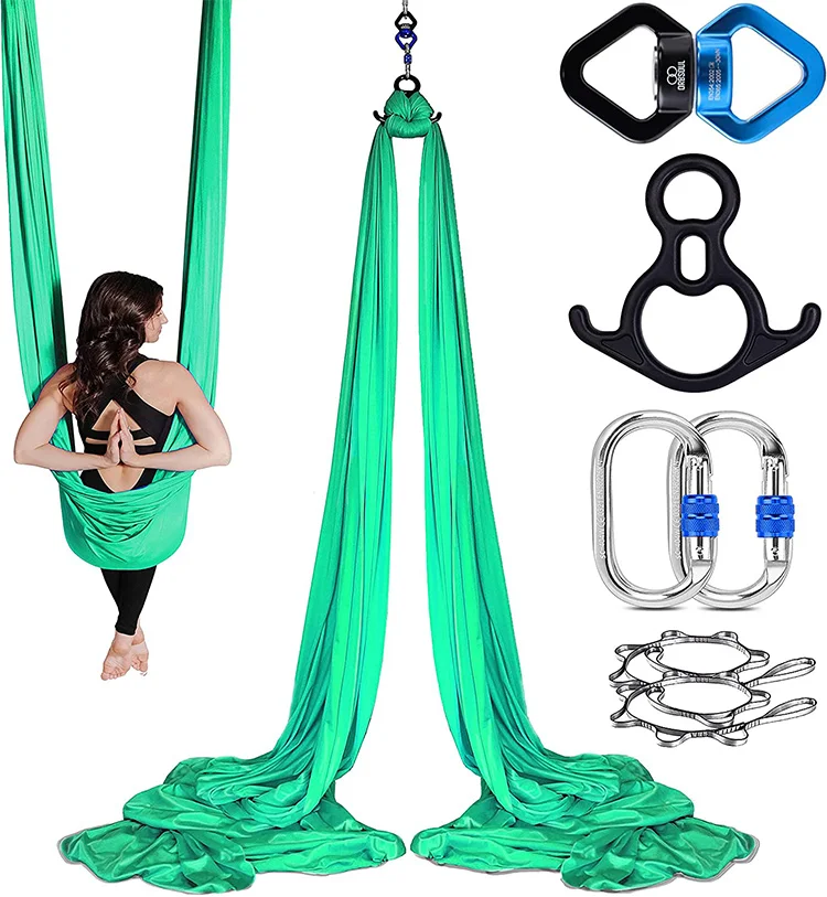 10m Yoga Hammock Swing Aerial Yoga Hammock Silk Fabric With Carabiner And Daisy Chain