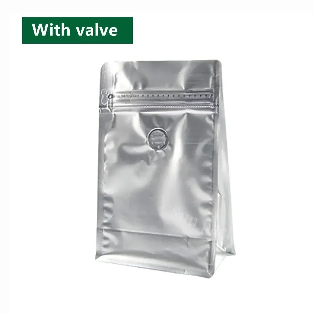 50PCS  Matt Silver 100g 250g 500g 1kg Flat Bottom Pouch Bags Morinaga Powder Tea Bags Coffee with Valve Food Storage Bag