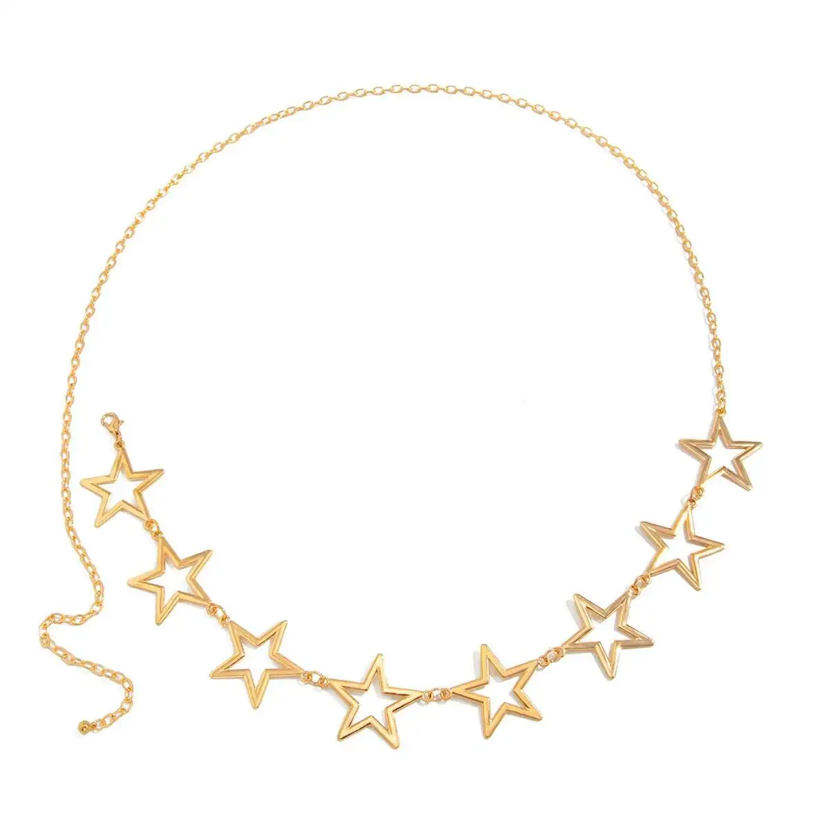 Salircon الهيب هوب الشرير الجوف الخماسي الخصر سلسلة للنساء موضة المعادن الهندسة ستار الجسم سلسلة الحد الأدنى الجسم التبعي