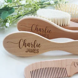 Custom Baby Gift Girls| Custom Baby Gift Boys | Personalized Wooden Baby Hair Brush Birth/Baptism/Birthday Baby Shower Gifts