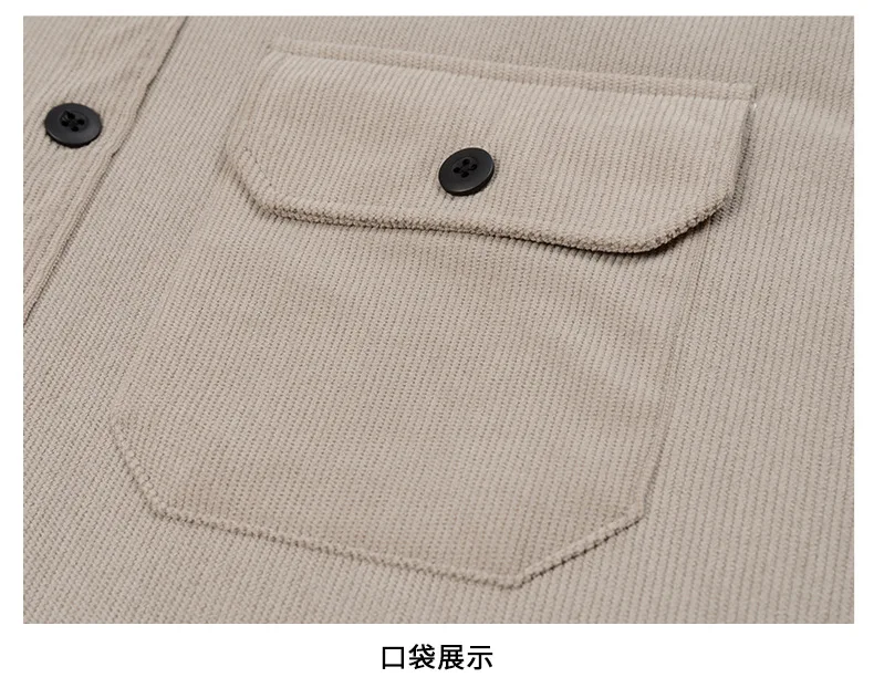 Heavy Chunky High Pit Chunky Strip Vintage Cord Langarmshirt Herren Herbst Winter Baumwolle Cargo Shirt Jacke – Detail 15
