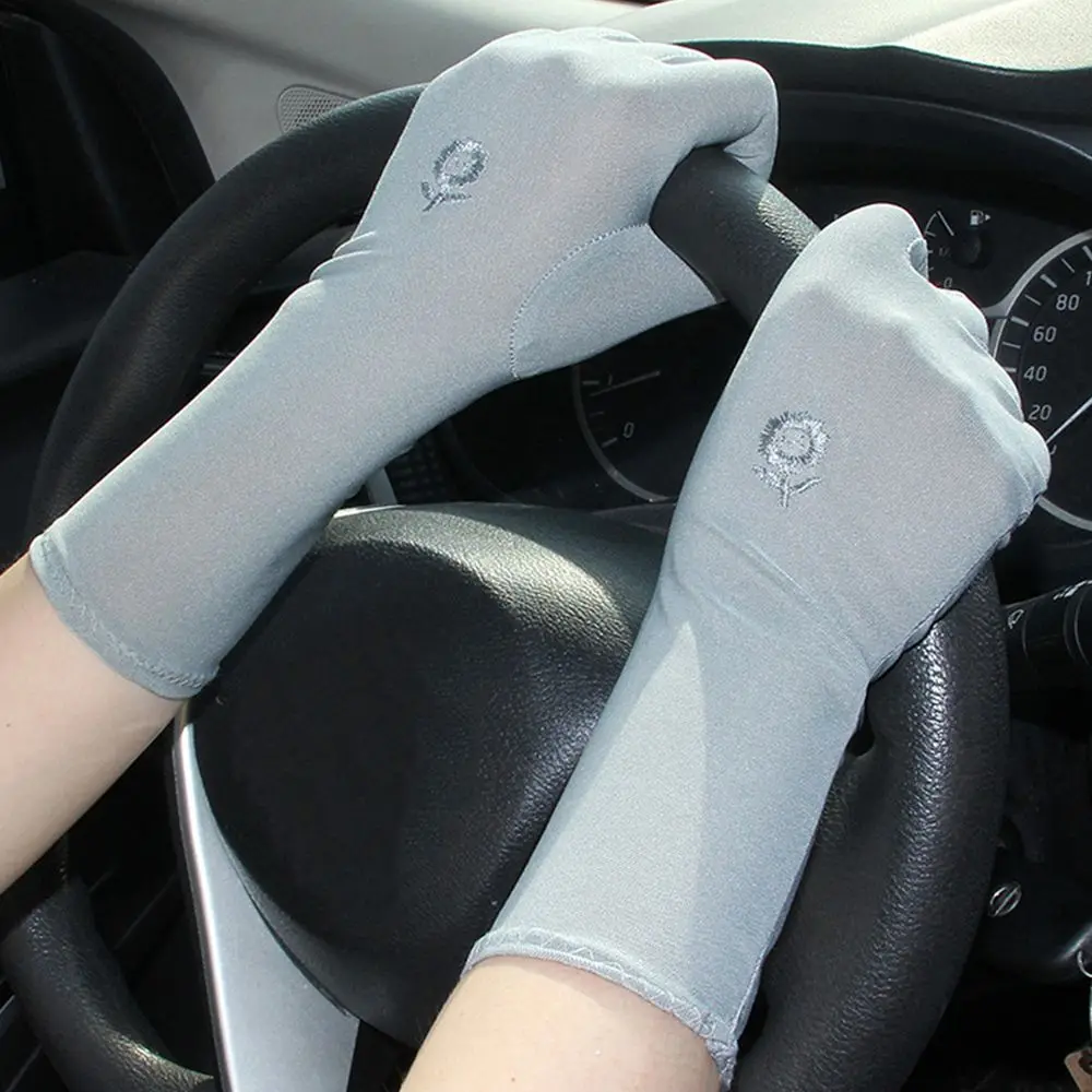 Women Mid-long Sunscreen Gloves Summer Spring Lady Stretch Anti UV Slip Resistant Driving Glove Breathable Sun-protective Sleeve