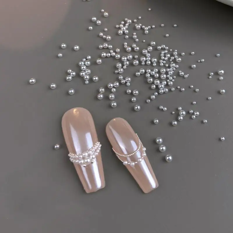 300-5000pcs/Bag Pearls Pure White Nail Beads Rhinestone Round 1-6MM Mixed Size High Brightness Pearls For DIY Manicure Decor