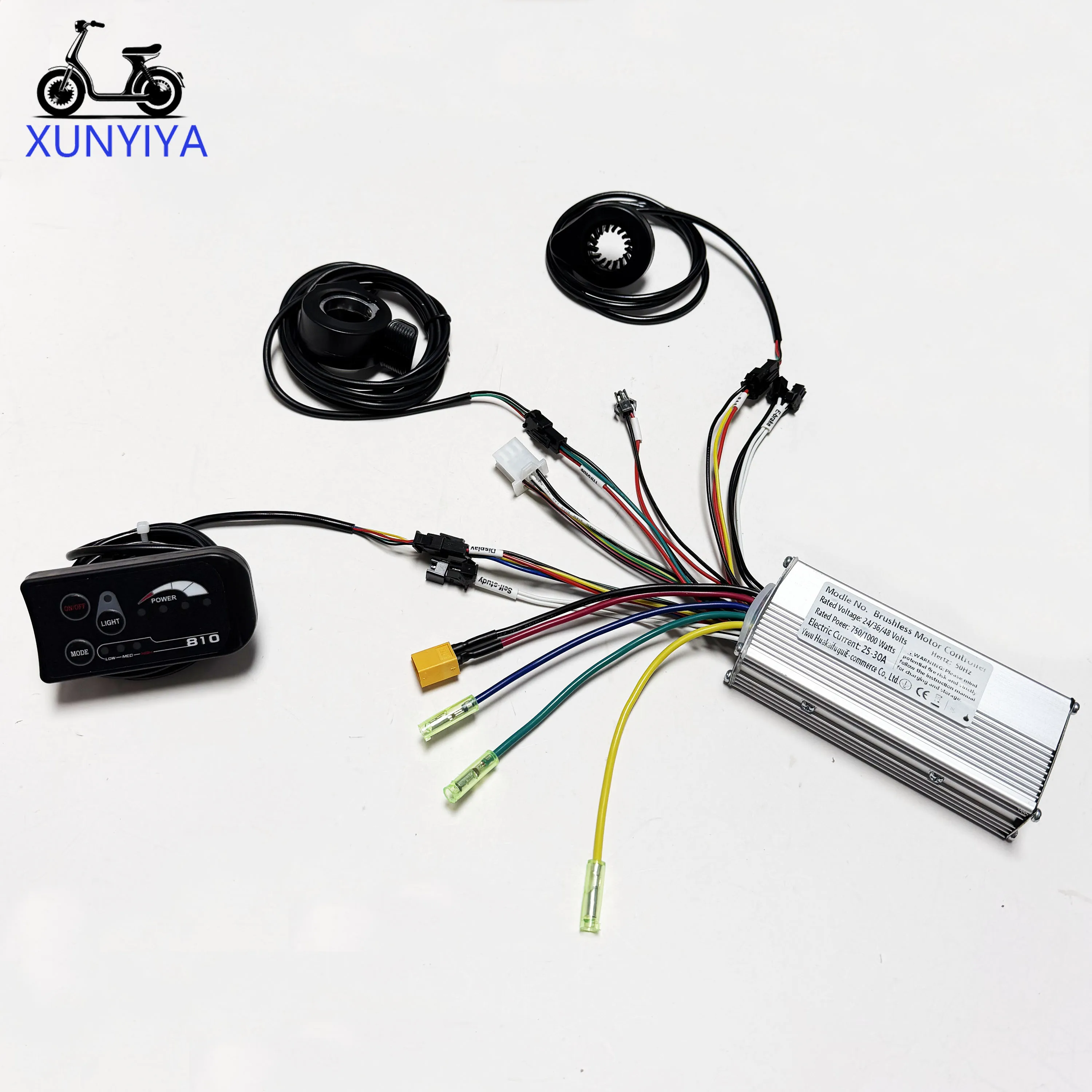 25A-30A 36V 48V 350W Sine Wave Brushless Motor Controller 9 MOSFET with S810 LED Display PAS+ 12C+ Throttle for E-Scooter E-bike