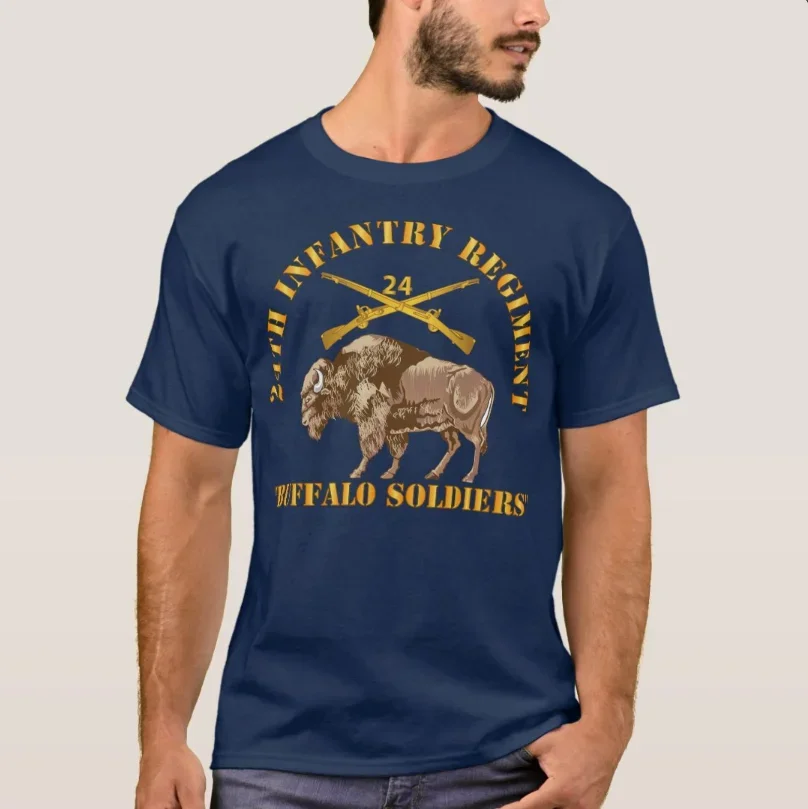 Army - 24th Infantry Regiment - Buffalo Soldiers T-Shirt New 100% Cotton O-Neck Short Sleeve Casual Mens T-shirt Size S-3XL