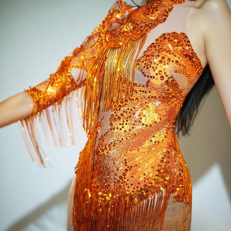 ملابس رقص الزي المتخصصة الطاووس الأزرق أنيق مهدب بذلة واحدة المغني راقصة المرحلة ارتداء سباركلي الموهبة بار ديسكو اللباس