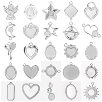 7pcs High Quality Round Heart Lava Texture Punk Pendant Steel Color No Fade Retro Charms Stainless Steel Diy Jewelry Accessories