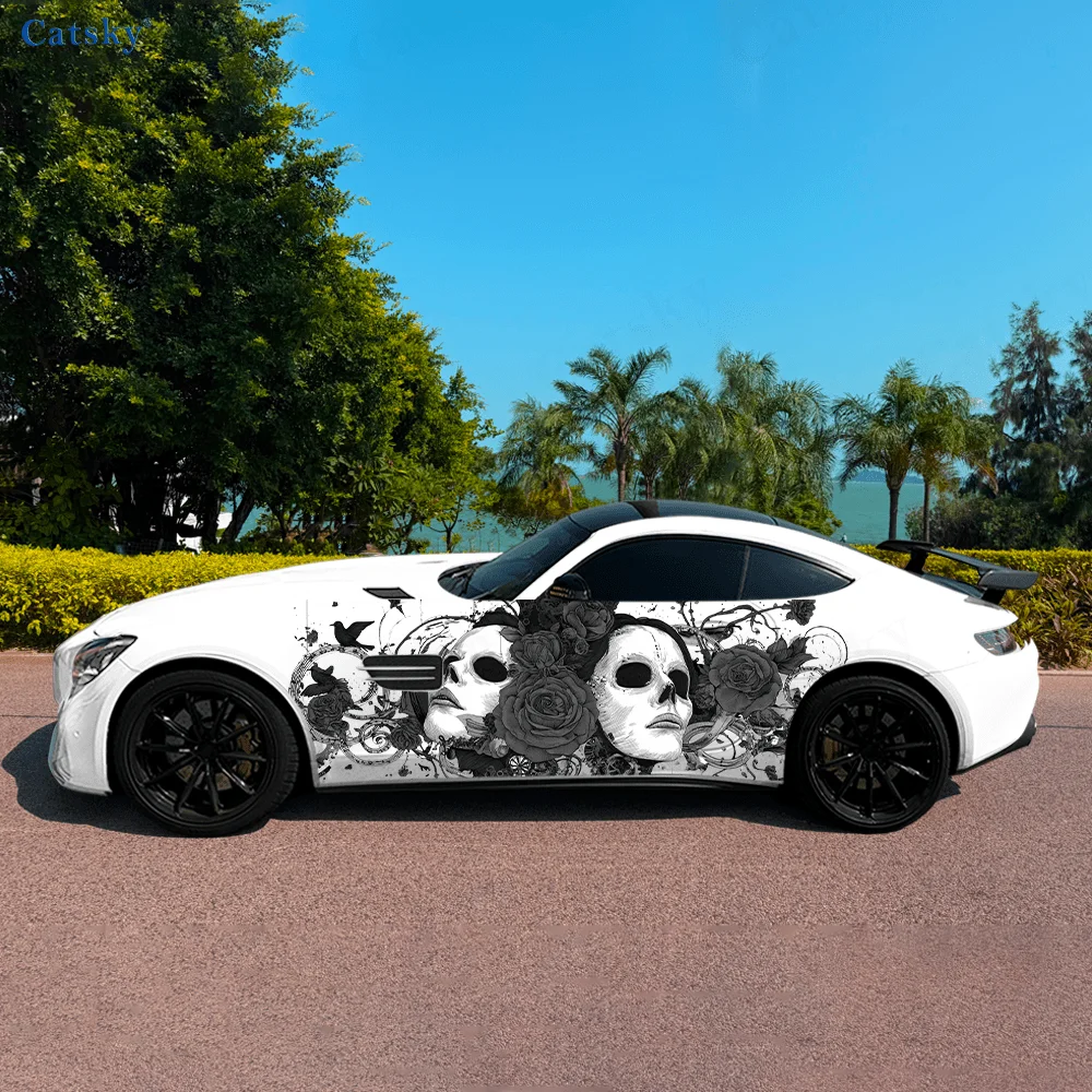 

Two Masks Rose Thorn Colored Car Vinyl Wraps Decal Self-adhesive PVC Sticker Suitable for Trucks SUV Decor Auto Accessories Gift