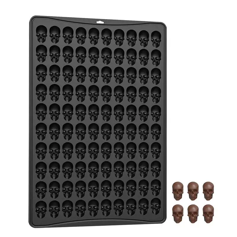 Silicone Skull Moulds Halloween Skull Chocolate Silicone Mold Bat Spider Candy Biscuit Jelly Baking Tray Skeleton Head Ornament