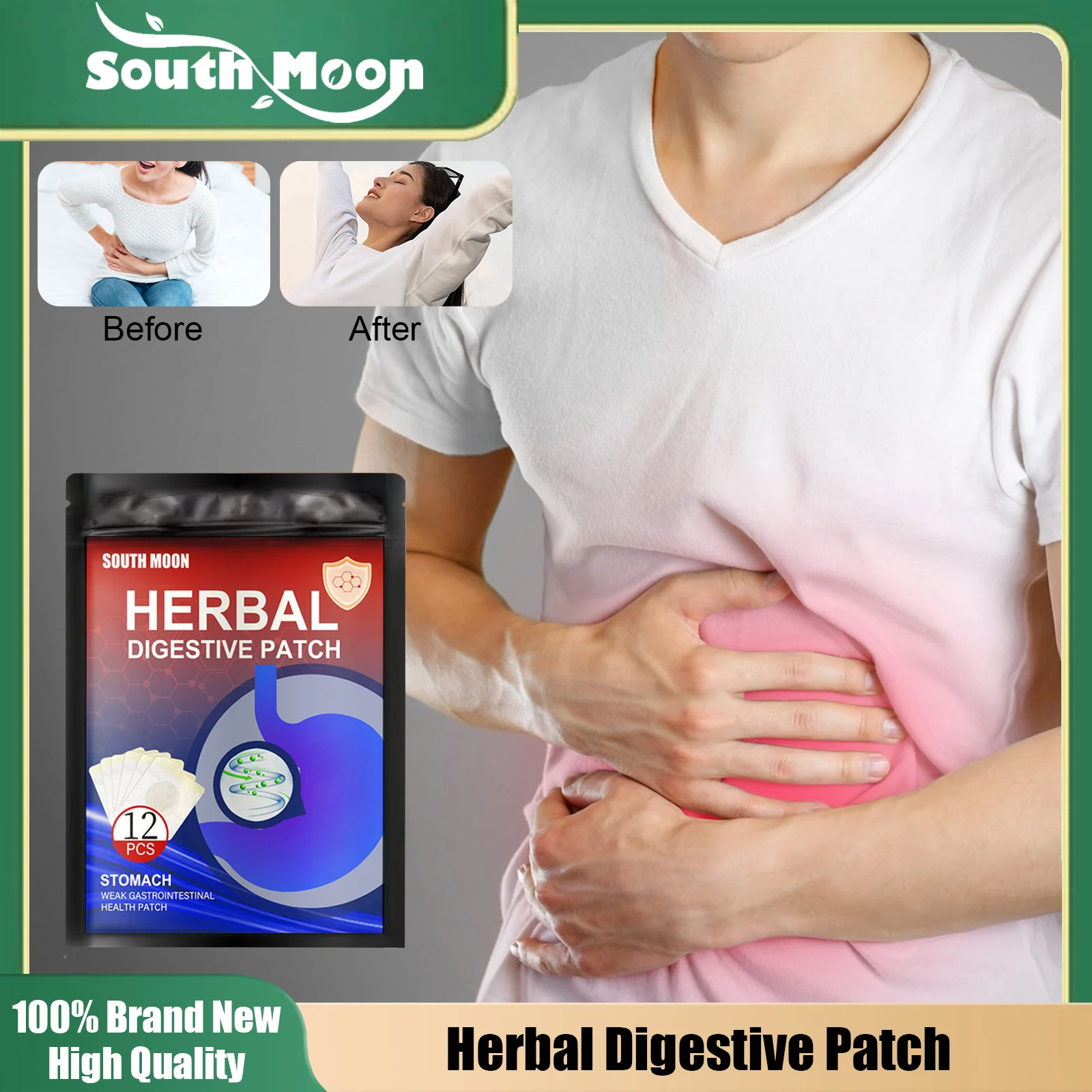 Herbal Digestive Patch Treatment Gastritis Gastroenteritis Improve Intestinal Flatulence Indigestion Stomach Pain Relief Sticker